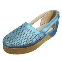 Dermanony Women's Hollow Out Casual Shoes Fashion Solid Color Large Size Flat Shoes Comfortable Slip on Sandals Blue