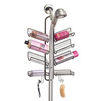 mDesign Metal Wire Bathroom Tub & Shower Caddy, Hanging Storage Organizer - Built-in Hooks and 8 Shelves for Bathroom Shower Stall, Tub - Open Center Design for Hand Held Shower Heads - Bronze