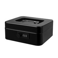 Cash Box with Combination Lock Portable Cash Box with Money Tray Metal Change Box 7.87 x 6.3 x 3.54 Inches Black