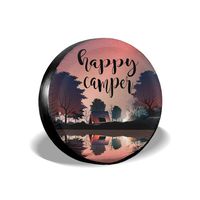 HAINANBOY Happy Camper Spare Tire Covers Potable Corrosion Wheel Covers Weather-Proof for Jeep Trailer RV SUV Truck Camper Travel Trailer Accessories 14 15 16 17 Inch