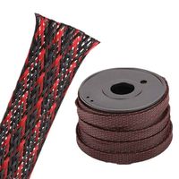 Techflex PET Expandable Braided Sleeving 1/4" Flexo Cable Sleeve Black Braided Sleeve for Braided Wire Sleeve Management Cord Protector 100 FT Red&Black Cable Sleeving