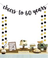 Moohome Cheers to 60 Years Gold Glitter Banner for Adult 60th Birthday Party Supplies Wedding Anniversary Party Decorations