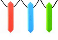 3-Pack Gravity Stone Textured Chew Necklace for Soft, Mild Chewers - Sensory Chewelry for Kids - 1 Each Color
