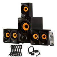Acoustic Audio AA5170 Home 5.1 Bluetooth Speaker System with Optical Input and 5 Extension Cables