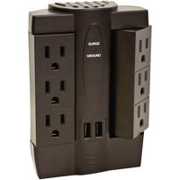 AXIS 45514 6-Outlet Swivel Surge Protector with 2 USB Ports (Black) Computers, Electronics, Office Supplies, Computing