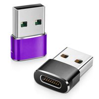 Elebase USB C Female to USB Male Adapter (2 Pack) (Upgraded Version),Type C to USB A Connector,Works with Laptops,Chargers,and More Devices with Standard USB A Interface (Black&Purple)
