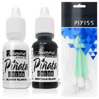 Jacquard Pinata Alcohol Inks Black and White Bundle, Blanco and Mantilla Black and 10x Pixiss Ink Blending Tools