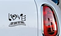 Music Note Love Text Piano Keyboard Car Vinyl Sticker Decal Bumper Sticker for Auto Cars Trucks Windshield Custom Walls Windows Ipad Macbook Laptop Home and More (Black)