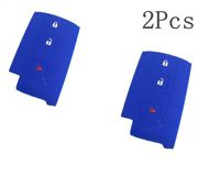 2Pcs New Protect Blue Silicone 3 Buttons Smart Remote Key Jacket Case Fob Skin Cover Holder for 2004 2005 2006 2007 2008 2009 Toyota Prius