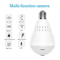 WiFi Bulb Security Camera -1080P Wireless Security Camera Bulb- 2MP Fisheye LED Light 360° Panoramic for Remote Light Cameras, Motion Detection for iPhone/Android/Windows