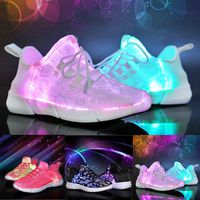 New Led Fiber Optic Shoes for Girls Boys Men Women Usb Recharge Glowing Sneakers Man Light Up Shoes Couple Lace-up Led Light Casual Shoes Colorful Flash Shoes Breathable Sneakers (Black, US:8.5)