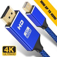 Capshi Mini DisplayPort to HDMI Cable - 6Ft Thunderbolt to HDMI Cord Mini DP to HDMI Chord 4K MiniDP to HDMI Wires Nylon Braided 1080P Compatible Mac Air/Pro, iMac Surface Pro/Dock, Monitor, Projector