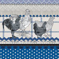 Paper Luncheon Napkins 2 X 20pcs Blue Kitchen Rooster