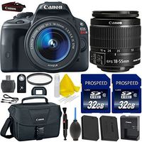 Canon EOS Rebel SL1 18.0 MP CMOS Digital SLR Full HD 1080 Video Bundle + Canon EF-S 18-55mm IS STM + 2pc High Speed 32GB Memory Cards + UV Filter + Canon Case + Cleaning Kit + 9pc Accessory Kit