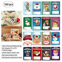 160 PCS Christmas Gift Tags,Christmas Stickers Name Tags Xmas to from Present Labels Self Adhesive Gift Tag Stickers-Santa Snowmen Tree Deer Stickers Decorative for Christmas Festival Holiday (Style1)