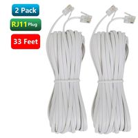 Telephone Landline Cord Phone Cord(10M 32Ft) Telephone Line Extension Cord Cable Wire Male to Male RJ11 6P4C Plug Landline Telephone Fax Machine (2 Pack,White)