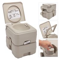 JAXPETY 5 Gallon 20L Flush Porta Potti Outdoor Indoor Travel Camping Portable Toilet for Car, Boat, Caravan, Campsite, Hospital (20L Warm Gray)