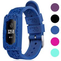 IMPAWFAN Watch Bands Compatible for Fitbit Charge 3 and Charge 3 SE, Silicone Replacement Bands Breathable Sport Wristbands, Soft Strap with Protective Case for Women Men-Navy