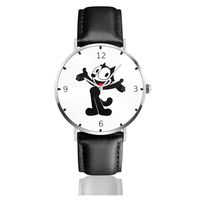 Men's Fashion Minimalist Wrist Watch Smart Felix The Pussy Cat Leather Strap Watch