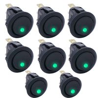 Twidec/8Pcs 20A 12V DC On/Off SPST Round Dot Rocker Toggle Switch Control for Car Or Boat with Green LED Light KCD2-102N-G