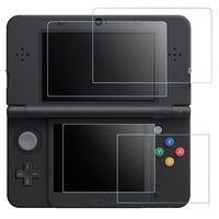 Screen Protector Compatible Nintendo New 3DS, AFUNTA 2 Pack (4 Pcs) Tempered Glass for Top Screen and HD Clear PET Film for Bottom Screen Accessory