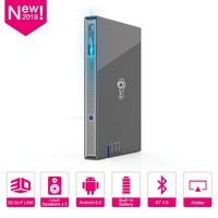 Portable 3D Mini Projector, TOUMEI T5 2019 NEW Upgrade Android 6.0 Video Projector 3D DLP-Link 2400-Lumen Built-in Battery Louder Speaker WIFI Bluetooth HDMI Support 4K Keystone Correction Silver Gray