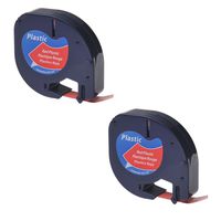 NineLeaf 2PK Replacement LetraTag 91333 (91223 91203 59424) Black on Red Plastic Label Tape Compatible for Dymo LetraTag,LetraTag Plus LT100H, Plus LT100T, QX50 (1/2" x 13',12mm x 4m)