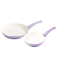 GreenLife CC001910-001 Soft Grip Ceramic Non-Stick 7" and 10" Open Frypan Set, Lavender