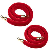 Goplus Red Velvet Stanchion Rope, 5Ft 1.5" Thick Stanchion Queue Barrier Rope Velvet Rope, Crowd Control Rope Barrier with Mirror Polished Hooks for Ball Top Stanchions (2 Pieces, Gold Hooks)