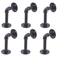 TLBTEK 6pcs 6 Inch L Industrial Black Pipe Bracket Wall Mounted for Shelving Heavy Duty,Wrought Iron Metal Rustic Pipe Shelf Brackets for Custom Floating Shelves, Vintage Furniture Decorations