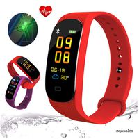 Smart Bracelet Fitness Tracker, Step Counter Activity Monitor Band Alarm Clock Vibration Wristband for iPhone Android Phone (Red)