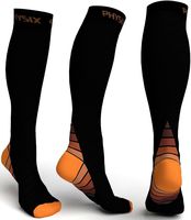 Physix Gear Compression Socks for Men & Women 20-30 mmhg, Best Graduated Athletic Fit for Running Nurses Shin Splints Flight Travel & Maternity Pregnancy - Boost Stamina Circulation & Recovery ORG LXL