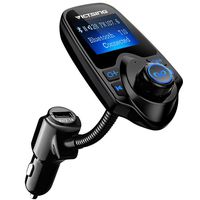 VicTsing Bluetooth FM Transmitter, Wireless in-Car Radio Transmitter Adapter/w USB Port, Support AUX Input 1.44 Inch Display TF Card Slot - Black