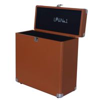 LP&No.1 Vinyl Record Storage Box,Suitable Carrying Case for 30+ Albums Brown