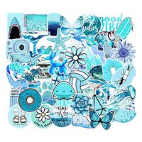 Cute Blue Vsco Stickers for Water Bottle[50pcs] Ins Pop Big Decals for Laptop Phone Tumbler Hydro Flask Car Computer Guitar Ceiling Wall Helmet Skateboard Luggage Bike Bumper Waterproof, Gift for Teen