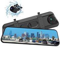 BENEWEAR Backup Camera 9.66" Mirror Dash Cam Touch Screen 1080P Rearview Front and Rear Dual Lens with Waterproof Reversing Camera