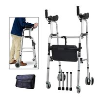 LBYMYB Older Standard Walker Foldable Adjustable Walker with Elderly Handrail Wheels Wheelchair (Size : Four Wheel+Soft seat+arm Rest)