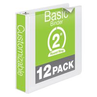 Wilson Jones 2 Inch 3 Ring Binder, Basic Round Ring View Binder, White, 12 Pack (W362-44WPK)