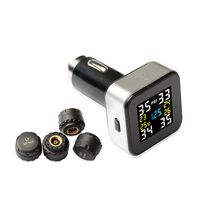 Vesafe Wireless Tire Pressure Monitoring System (TPMS), with 4 External Cap sensors. (Cigarette Lighter Plug with 2A Charging) (Color)