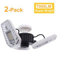 HUNHUN 2-Pack LED Garage Lights, Deformable LED Garage Ceiling Lights 7000 Lumens, 60W CRI 80 Led Shop Lights for Garage, Adjustable Garage Lights, Led Garage Lighting (No Motion Activated)