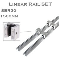 CNCCANEN Linear Rail SBR20-1500mm 2Pcs Linear Rail Guide Shaft and 4X SBR20UU Block Bearing Linear Slide Guide for CNC DIY
