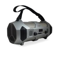 AXESS SPBT1064 Portable Indoor/Outdoor Bluetooth Media Speaker with Built-In RGB Light Effects Rechargeable Battery and Microphone/Guitar Inputs Black