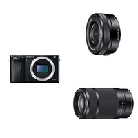 Sony Alpha a6000 Mirrorless Digital Camera 24.3 MP SLR Camera with 3.0-Inch LCD - Body Only (Black) w/ 16-50mm Power Zoom Lens and 55-210mm Power Zoom Lens