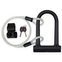 OSEIDOO Bike U Lock with Cable - 16MM Heavy Duty Bicycle with 4FT/1.2M Steel Flex Cable and Sturdy Mounting Bracket for Road Bike Mountain Bike Electric Bike Folding Bike