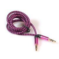 Mchoice 1pc 3.5mm Stereo Car Auxiliary Audio Cable Male To Male for Smart Phone (Hot Pink)