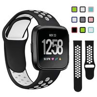Lintelek Silicone Replacement Bands Compatible with Fitbit Versa, Eco-Friendly Wristband Breathable Soft Bands Washable Straps for 5.5-8.5 Inches, Quick Drying (Large, Black White)