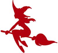 hBARSCI Witch on a Broomstick Vinyl Decal - 5 Inches - for Cars, Trucks, Windows, Laptops, Tablets, Outdoor-Grade 2.5mil Thick Vinyl - Red