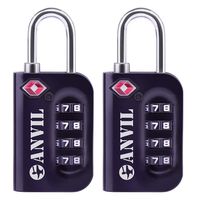 TSA Luggage Locks - 4 Digit Combination Steel Padlocks - Approved Travel Lock For Suitcases & Baggage (BLACK 2 PACK)