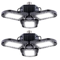 LED Garage Lights, 2 Pack 60W Deformable Garage Lights, 6000LM 6000K 110V E26/E27 Super Bright AdjustableLED Shop Lights for Garages, Workshop, Workbench, Barn, Warehouse, Full Area, Basement