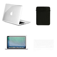 TOP CASE - 4 in 1 Essential Bundle Matte Hard Case,Keyboard Cover,Sleeve Bag,Screen Protector Compatible Old MacBook Pro with Retina Display Model A1425 and A1502 - Crystal Clear